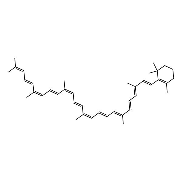 2D Structure of 2-[(1E,3E,5E,7E,9E,11E,13E,15E,17E,19E,21Z)-3,7,12,16,20,24-hexamethylpentacosa-1,3,5,7,9,11,13,15,17,19,21,23-dodecaenyl]-1,3,3-trimethylcyclohexene