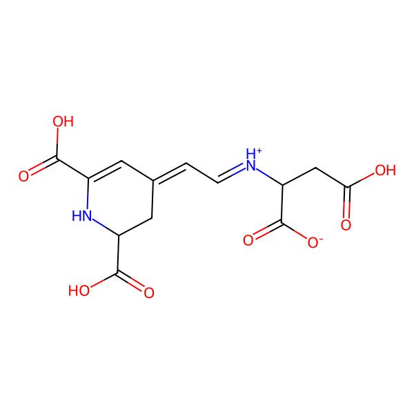 2D Structure of 2-[(2E)-2-(2,6-dicarboxy-2,3-dihydro-1H-pyridin-4-ylidene)ethylidene]azaniumyl-4-hydroxy-4-oxobutanoate