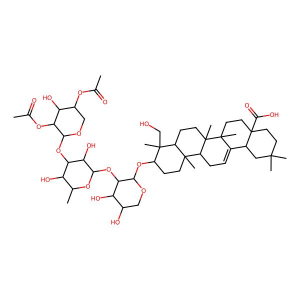 2D Structure of 3beta-[2-O-[3-O-(2-O,4-O-Diacetyl-alpha-L-arabinopyranosyl)-alpha-L-rhamnopyranosyl]-alpha-L-arabinopyranosyloxy]-23-hydroxyoleana-12-ene-28-oic acid