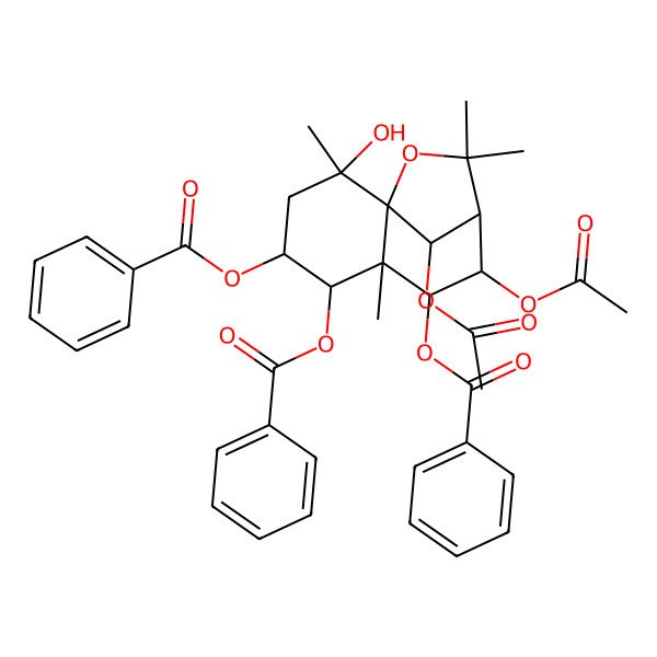 2D Structure of [(1S,2S,4S,5R,6S,7R,8S,9R,12R)-8,12-diacetyloxy-5,7-dibenzoyloxy-2-hydroxy-2,6,10,10-tetramethyl-11-oxatricyclo[7.2.1.01,6]dodecan-4-yl] benzoate