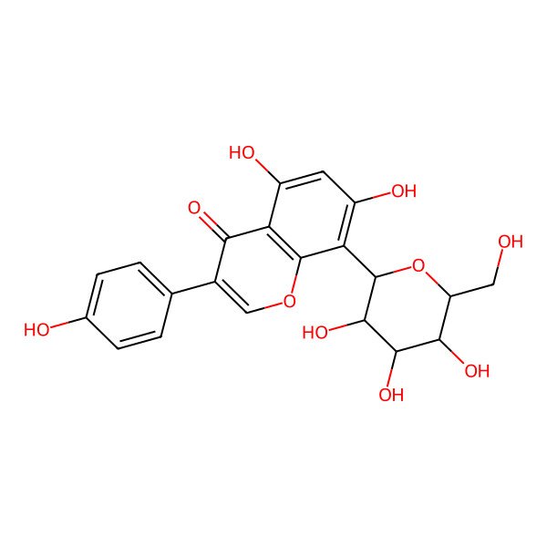 2D Structure of 5,7-dihydroxy-3-(4-hydroxyphenyl)-8-[(2S,4R,5S)-3,4,5-trihydroxy-6-(hydroxymethyl)oxan-2-yl]chromen-4-one