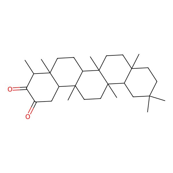 2D Structure of (4R,4aS,6aS,6aS,6bR,8aR,12aR,14aS,14bS)-4,4a,6a,6b,8a,11,11,14a-octamethyl-1,4,5,6,6a,7,8,9,10,12,12a,13,14,14b-tetradecahydropicene-2,3-dione