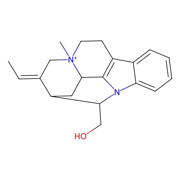 2D Structure of [(13E,18R)-13-ethylidene-11-methyl-1-aza-11-azoniapentacyclo[12.3.1.02,7.08,17.011,16]octadeca-2,4,6,8(17)-tetraen-18-yl]methanol