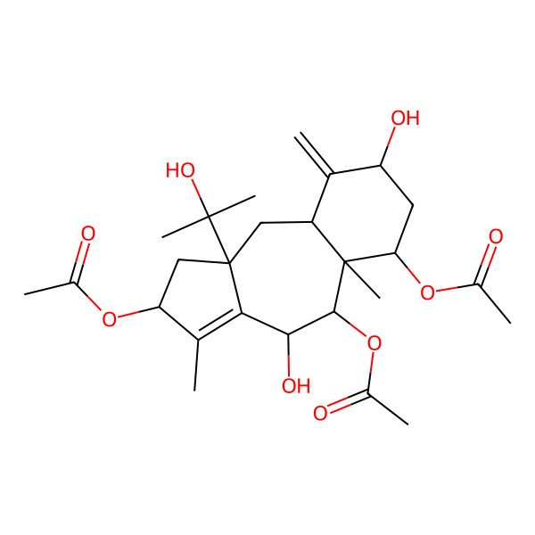 2D Structure of [(2S,4R,5R,5aS,6S,8S,9aR,10aS)-2,5-diacetyloxy-4,8-dihydroxy-10a-(2-hydroxypropan-2-yl)-3,5a-dimethyl-9-methylidene-2,4,5,6,7,8,9a,10-octahydro-1H-benzo[f]azulen-6-yl] acetate