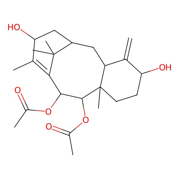 2D Structure of [(1R,3R,5S,8R,9R,10R,13S)-9-acetyloxy-5,13-dihydroxy-8,12,15,15-tetramethyl-4-methylidene-10-tricyclo[9.3.1.03,8]pentadec-11-enyl] acetate