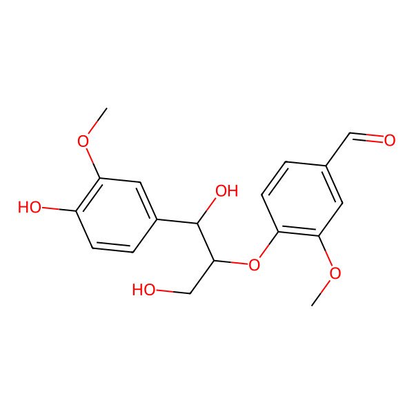 2D Structure of rel-4-[(1R,2S)-2-Hydroxy-2-(4-hydroxy-3-methoxyphenyl)-1-(hydroxymethyl)ethoxy]-3-methoxybenzaldehyde