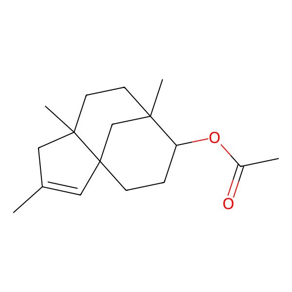 2D Structure of 9beta-Acetoxy-3,5,8-trimethyltricyclo[6.3.1.0(1,5)]dodec-2-ene