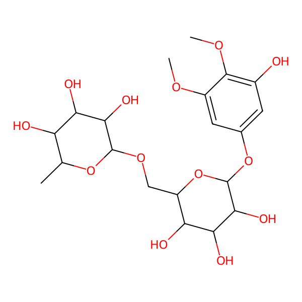 2D Structure of (2S,3R,4R,5S,6R)-2-methyl-6-[[(2R,3S,4S,5R,6S)-3,4,5-trihydroxy-6-(3-hydroxy-4,5-dimethoxyphenoxy)oxan-2-yl]methoxy]oxane-3,4,5-triol