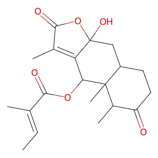 2D Structure of 2-Butenoic acid, 2-methyl-, 2,4,4a,5,6,7,8,8a,9,9a-decahydro-9a-hydroxy-3,4a,5-trimethyl-2,6-dioxonaphtho[2,3-b]furan-4-yl ester, [4S-[4alpha(Z),4aalpha,5alpha,8aalpha,9aalpha]]-