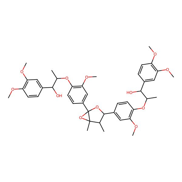 2D Structure of (1R,2R)-1-(3,4-dimethoxyphenyl)-2-[4-[(1S,2S,3S,5S)-5-[4-[(1R,2R)-2-(3,4-dimethoxyphenyl)-2-hydroxy-1-methyl-ethoxy]-3-methoxy-phenyl]-1,2-dimethyl-4,6-dioxabicyclo[3.1.0]hexan-3-yl]-2-methoxy-phenoxy]propan-1-ol