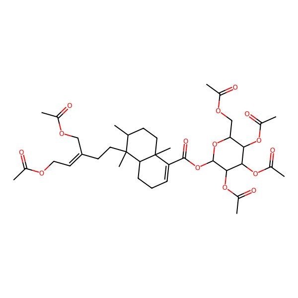 2D Structure of (8alpha,9S,10beta,13Z)-15,16-Diacetoxycleroda-3,13-diene-19-oic acid 2-O,3-O,4-O,6-O-tetraacetyl-beta-D-galactopyranosyl ester