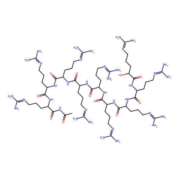 2D Structure of (2S)-N-[(1S)-1-[[(1S)-1-(acetylcarbamoyl)-4-guanidino-butyl]carbamoyl]-4-guanidino-butyl]-5-guanidino-2-[[(2S)-5-guanidino-2-[[(2S)-5-guanidino-2-[[(2S)-5-guanidino-2-[[(2S)-5-guanidino-2-[[(2S)-5-guanidino-2-[[(2S)-5-guanidino-2-hydroxy-pentanoyl]amino]pentanoyl]amino]pentanoyl]amino]pentanoyl]amino]pentanoyl]amino]pentanoyl]amino]pentanamide
