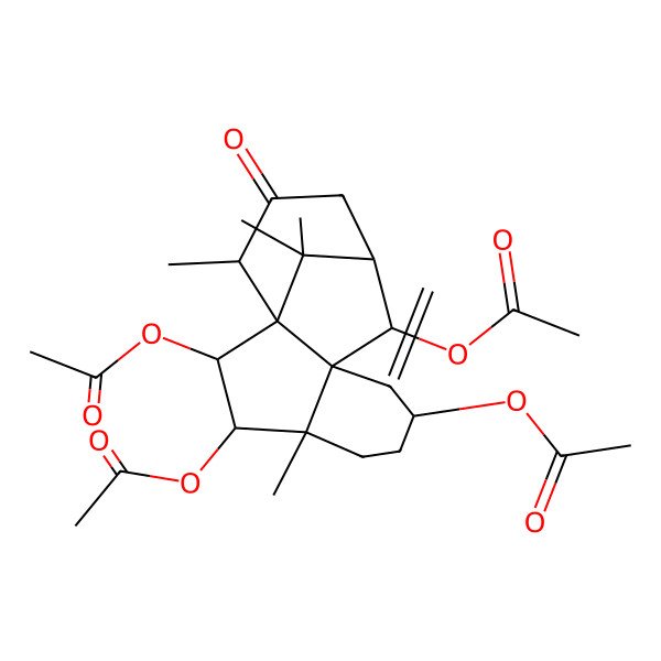 2D Structure of [(2R,3R,4R,7S,10R,11R,14S)-2,3,10-triacetyloxy-4,14,15,15-tetramethyl-8-methylidene-13-oxo-7-tetracyclo[9.3.1.01,9.04,9]pentadecanyl] acetate