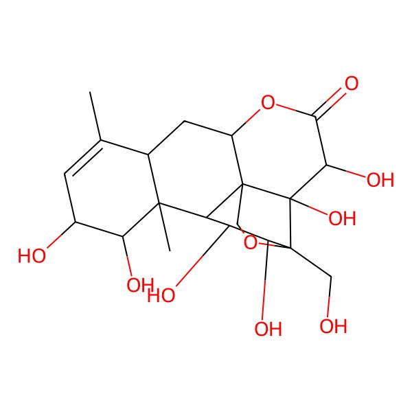 2D Structure of (1R,2R,3R,6R,8S,11S,12S,13S,14R,15R,16S,17R)-2,3,11,12,15,16-hexahydroxy-17-(hydroxymethyl)-9,13-dimethyl-5,18-dioxapentacyclo[12.5.0.01,6.02,17.08,13]nonadec-9-en-4-one