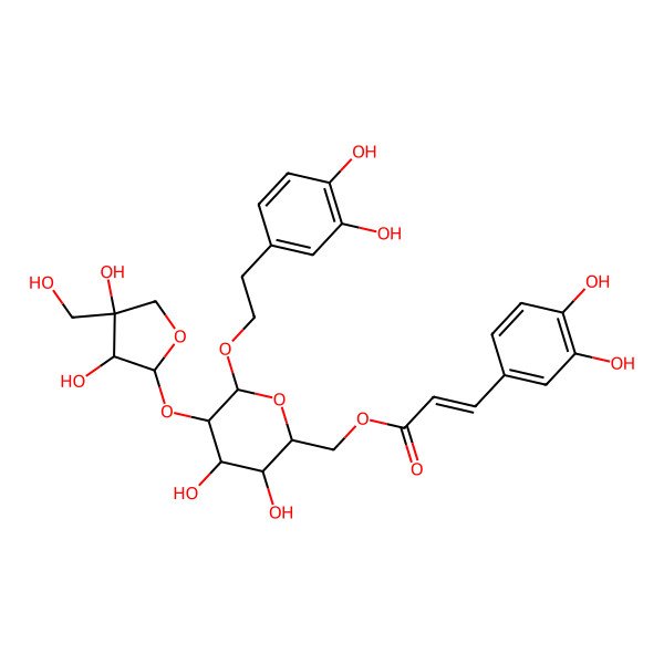 2D Structure of Beta-(3,4-Dihydroxyphenyl)Ethyl-6-O-E-Caffeoyl-O-(Beta-D-Apiofuranosyl-(1->2))-Beta-D-Glucopyranoside