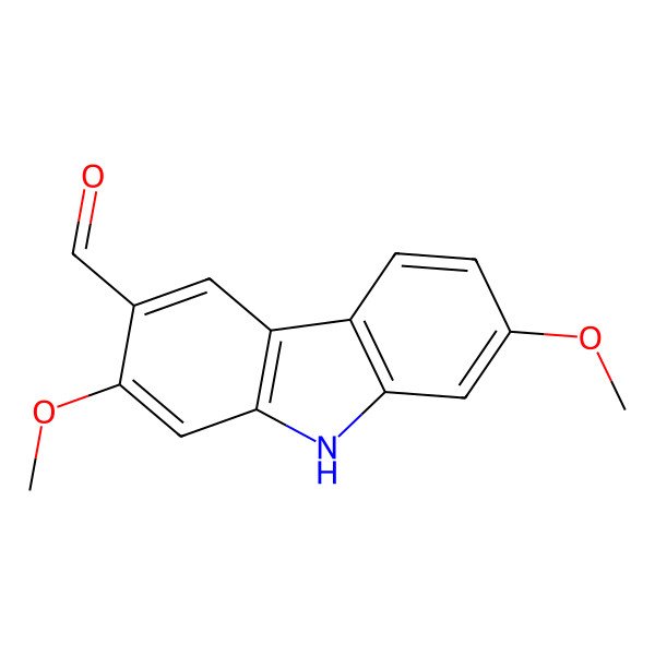 2D Structure of 9H-Carbazole-3-carboxaldehyde, 2,7-dimethoxy-