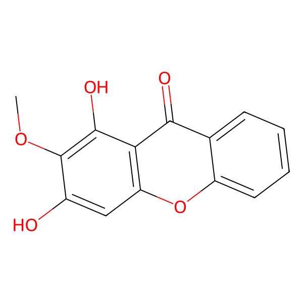 2D Structure of 9H-Xanthen-9-one, 1,3-dihydroxy-2-methoxy- 2D Structure of 9H-Xanthen-9-one, 1,3-dihydroxy-2-methoxy-