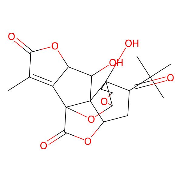 2D Structure of (1S,3R,6R,8S,10R,11R,12R,13R)-8-tert-butyl-6,12-dihydroxy-16-methyl-2,4,14,19-tetraoxahexacyclo[8.7.2.01,11.03,7.07,11.013,17]nonadec-16-ene-5,15,18-trione