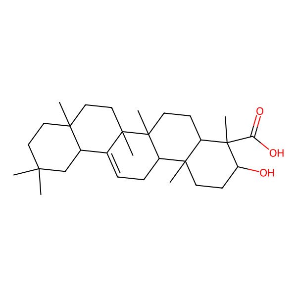 2D Structure of (6aR,6bS,8aR,12aR)-3-hydroxy-4,6a,6b,8a,11,11,14b-heptamethyl-1,2,3,4a,5,6,7,8,9,10,12,12a,14,14a-tetradecahydropicene-4-carboxylic acid