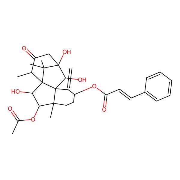 2D Structure of [(2R,3R,4R,7S,10S,11S,14S)-3-acetyloxy-2,10,11-trihydroxy-4,14,15,15-tetramethyl-8-methylidene-13-oxo-7-tetracyclo[9.3.1.01,9.04,9]pentadecanyl] (E)-3-phenylprop-2-enoate