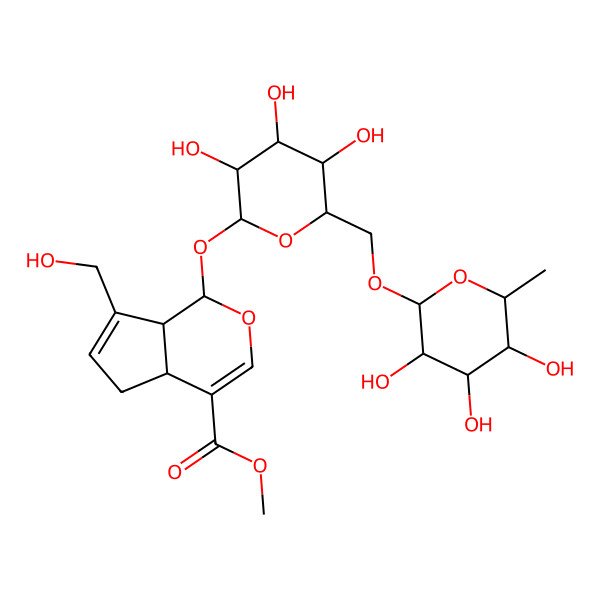 2D Structure of genipin 1-O-alpha-L-rhamnopyranosyl (1->6)-beta-D-glucopyranoside
