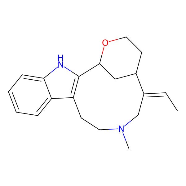 2D Structure of (15Z)-15-ethylidene-13-methyl-19-oxa-3,13-diazatetracyclo[14.3.1.02,10.04,9]icosa-2(10),4,6,8-tetraene