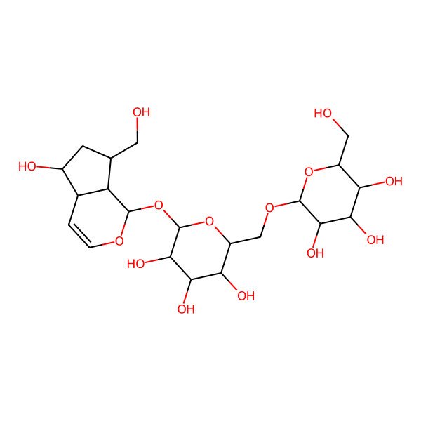2D Structure of (2R,3S,4S,5R,6S)-2-(hydroxymethyl)-6-[[(2R,3S,4S,5R,6S)-3,4,5-trihydroxy-6-[[5-hydroxy-7-(hydroxymethyl)-1,4a,5,6,7,7a-hexahydrocyclopenta[c]pyran-1-yl]oxy]oxan-2-yl]methoxy]oxane-3,4,5-triol