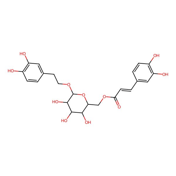 2D Structure of [6-[2-(3,4-Dihydroxyphenyl)ethoxy]-3,4,5-trihydroxyoxan-2-yl]methyl 3-(3,4-dihydroxyphenyl)prop-2-enoate