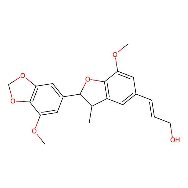 2D Structure of (2E)-3-[(2R,3R)-2,3-Dihydro-7-methoxy-2-(7-methoxy-1,3-benzodioxol-5-yl)-3-methyl-5-benzofuranyl]-2-propen-1-ol