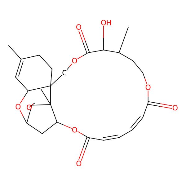 2D Structure of 12-Hydroxy-5,13,25-trimethylspiro[2,10,16,23-tetraoxatetracyclo[22.2.1.03,8.08,25]heptacosa-4,18,20-triene-26,2'-oxirane]-11,17,22-trione