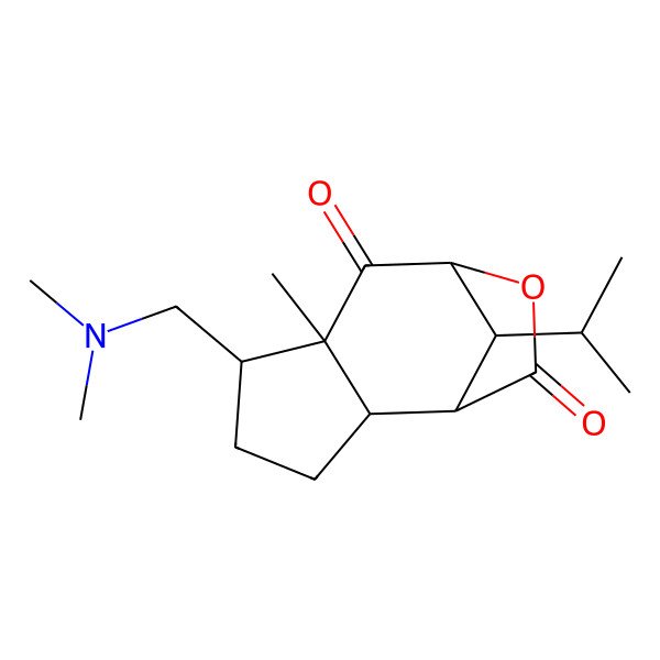 2D Structure of (1R,2S,5S,6R,8R,11S)-5-[(dimethylamino)methyl]-6-methyl-11-propan-2-yl-9-oxatricyclo[6.2.1.02,6]undecane-7,10-dione