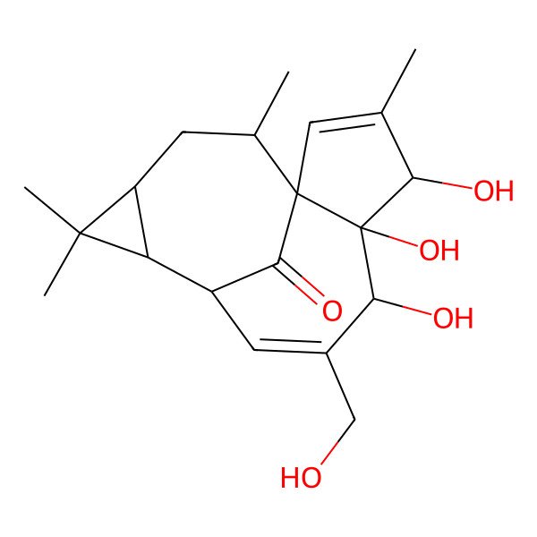 2D Structure of (1aR,2S,5R,5aR,6S,8aS,9R,10aR)-1a,2,5,5a,6,9,10,10a-Octahydro-5,5a,6-trihydroxy-4-(hydroxymethyl)-1,1,7,9-tetramethyl-1H-2,8a-methanocyclopenta[a]cyclopropa[e]cyclodecen-11-one