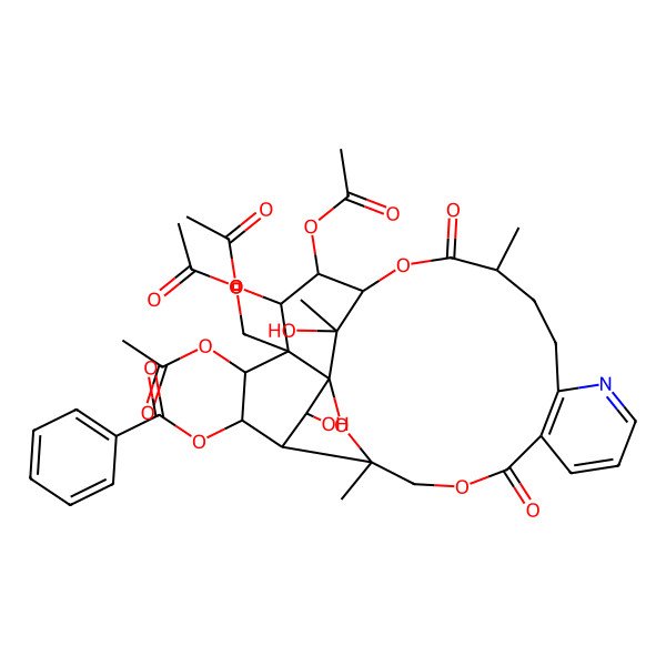 2D Structure of [(1S,3R,15S,18S,19R,20R,21R,22S,23R,24S,25R,26S)-19,20,22-triacetyloxy-21-(acetyloxymethyl)-25,26-dihydroxy-3,15,26-trimethyl-6,16-dioxo-2,5,17-trioxa-11-azapentacyclo[16.7.1.01,21.03,24.07,12]hexacosa-7(12),8,10-trien-23-yl] benzoate