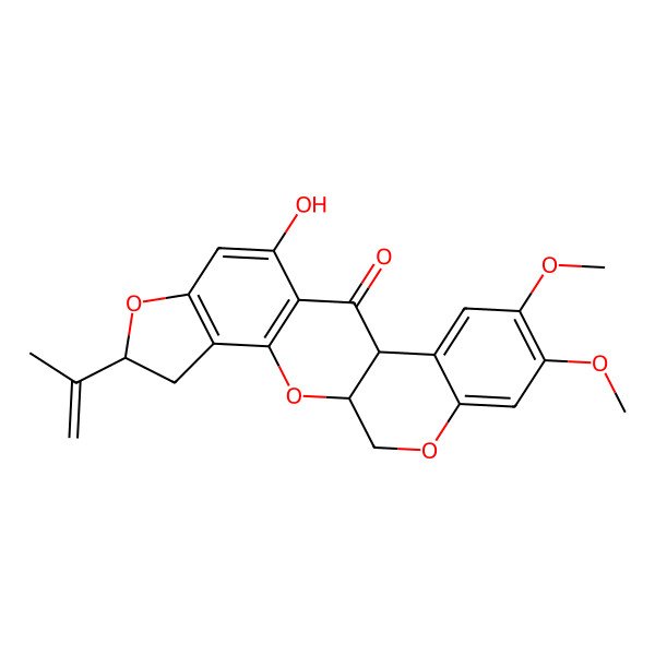 2D Structure of (1S,13S)-10-hydroxy-16,17-dimethoxy-6-prop-1-en-2-yl-2,7,20-trioxapentacyclo[11.8.0.03,11.04,8.014,19]henicosa-3(11),4(8),9,14,16,18-hexaen-12-one