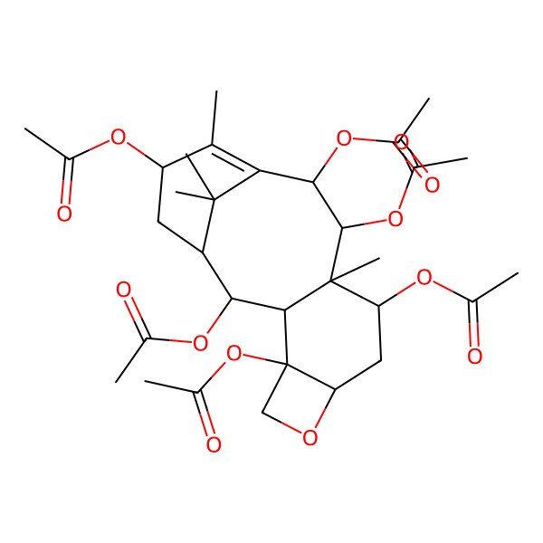 2D Structure of [(1R,2R,3R,4S,7R,9S,10S,11S,12R,15S)-2,4,9,11,12-pentaacetyloxy-10,14,17,17-tetramethyl-6-oxatetracyclo[11.3.1.03,10.04,7]heptadec-13-en-15-yl] acetate