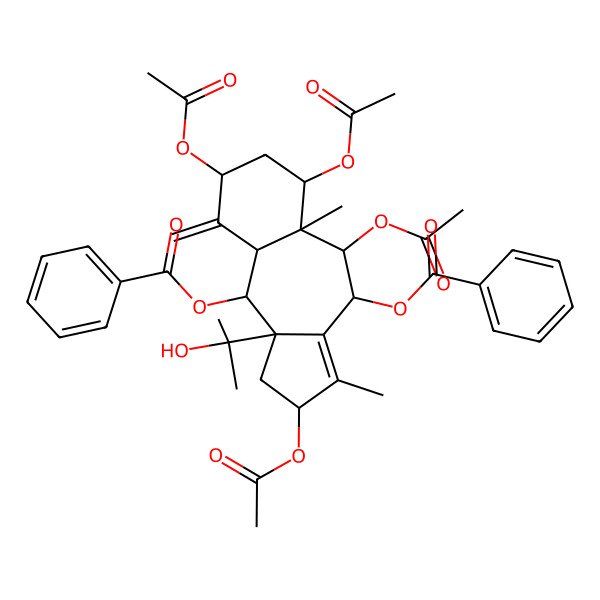 2D Structure of [(4R,5R,5aS,6S,8S,9aR,10S,10aS)-2,5,6,8-tetraacetyloxy-10-benzoyloxy-10a-(2-hydroxypropan-2-yl)-3,5a-dimethyl-9-methylidene-2,4,5,6,7,8,9a,10-octahydro-1H-benzo[g]azulen-4-yl] benzoate