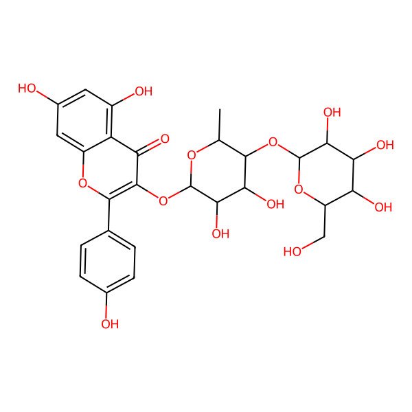 2D Structure of 3-[(2S,3S,5R)-3,4-dihydroxy-6-methyl-5-[(2S,3R,5S)-3,4,5-trihydroxy-6-(hydroxymethyl)oxan-2-yl]oxyoxan-2-yl]oxy-5,7-dihydroxy-2-(4-hydroxyphenyl)chromen-4-one
