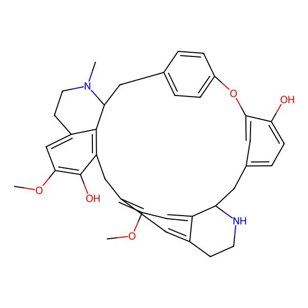 2D Structure of (9R,27S)-16,21-dimethoxy-26-methyl-2-oxa-10,26-diazaheptacyclo[27.2.2.13,7.113,17.119,23.09,14.027,34]hexatriaconta-1(31),3,5,7(36),13(35),14,16,19(34),20,22,29,32-dodecaene-4,20-diol