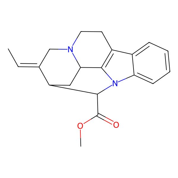 2D Structure of methyl (13Z,14S,16S,18S)-13-ethylidene-1,11-diazapentacyclo[12.3.1.02,7.08,17.011,16]octadeca-2,4,6,8(17)-tetraene-18-carboxylate