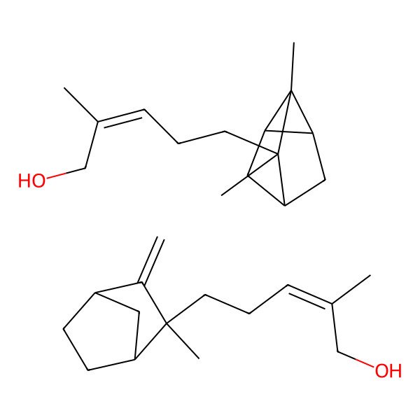 2D Structure of 5-[(1R,3R)-2,3-dimethyl-3-tricyclo[2.2.1.02,6]heptanyl]-2-methylpent-2-en-1-ol;2-methyl-5-[(1R,2S,4S)-2-methyl-3-methylidene-2-bicyclo[2.2.1]heptanyl]pent-2-en-1-ol