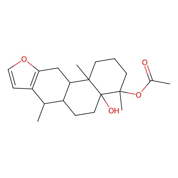 2D Structure of [(4S,4aS,6aS,7R,11aS,11bR)-4a-hydroxy-4,7,11b-trimethyl-2,3,5,6,6a,7,11,11a-octahydro-1H-naphtho[2,1-f][1]benzofuran-4-yl] acetate