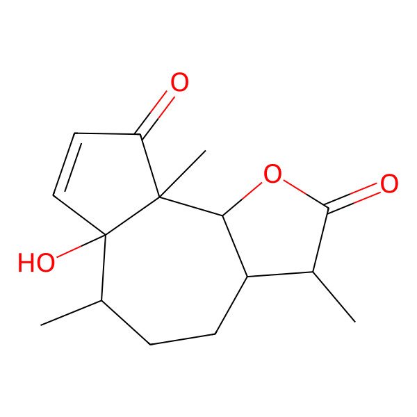 2D Structure of (3S,3aS,6S,6aS,9aS,9bR)-6a-hydroxy-3,6,9a-trimethyl-3,3a,4,5,6,9b-hexahydroazuleno[8,7-b]furan-2,9-dione