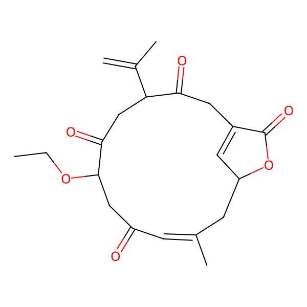 2D Structure of (4R,7S,10E,13S)-7-ethoxy-11-methyl-4-prop-1-en-2-yl-14-oxabicyclo[11.2.1]hexadeca-1(16),10-diene-3,6,9,15-tetrone