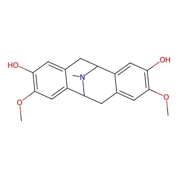2D Structure of (1R,9R)-5,12-dimethoxy-17-methyl-17-azatetracyclo[7.7.1.02,7.010,15]heptadeca-2,4,6,10,12,14-hexaene-4,13-diol