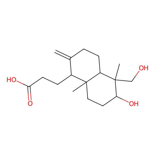 2D Structure of 3-[(1R,4aS,5R,6R,8aS)-6-hydroxy-5-(hydroxymethyl)-5,8a-dimethyl-2-methylidene-3,4,4a,6,7,8-hexahydro-1H-naphthalen-1-yl]propanoic acid