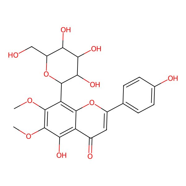 2D Structure of 5-hydroxy-2-(4-hydroxyphenyl)-6,7-dimethoxy-8-[(2S,3R,4R,5S,6R)-3,4,5-trihydroxy-6-(hydroxymethyl)oxan-2-yl]chromen-4-one