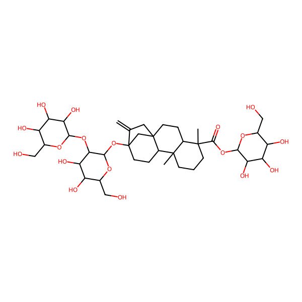 2D Structure of [(2S,3R,4S,5S,6R)-3,4,5-trihydroxy-6-(hydroxymethyl)oxan-2-yl] (1S,4R,5R,9R,10S,13R)-13-[(2S,3R,4S,5S,6R)-4,5-dihydroxy-6-(hydroxymethyl)-3-[(2S,3R,4S,5S,6R)-3,4,5-trihydroxy-6-(hydroxymethyl)oxan-2-yl]oxyoxan-2-yl]oxy-5,9-dimethyl-14-methylidenetetracyclo[11.2.1.01,10.04,9]hexadecane-5-carboxylate