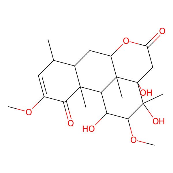 2D Structure of (2S,9R,13S,14R,15R,17S)-13,14,16-trihydroxy-4,15-dimethoxy-2,6,14,17-tetramethyl-10-oxatetracyclo[7.7.1.02,7.013,17]heptadec-4-ene-3,11-dione