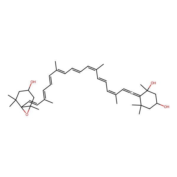 2D Structure of (3S,3'S,5R,5'R,6S,6'R,9Z,15Z)-5,6-Epoxy-6',7'-didehydro-5,6,5',6'-tetrahydro-beta,beta-carotene-3,3',5'-triol