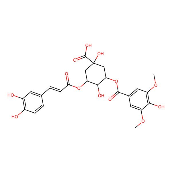 2D Structure of (1S,3S,4R,5S)-3-[(E)-3-(3,4-dihydroxyphenyl)prop-2-enoyl]oxy-1,4-dihydroxy-5-(4-hydroxy-3,5-dimethoxybenzoyl)oxycyclohexane-1-carboxylic acid